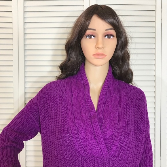 NWT Lauren by Ralph Lauren Bright Purple Cotton Sweater XS - Picture 3 of 14